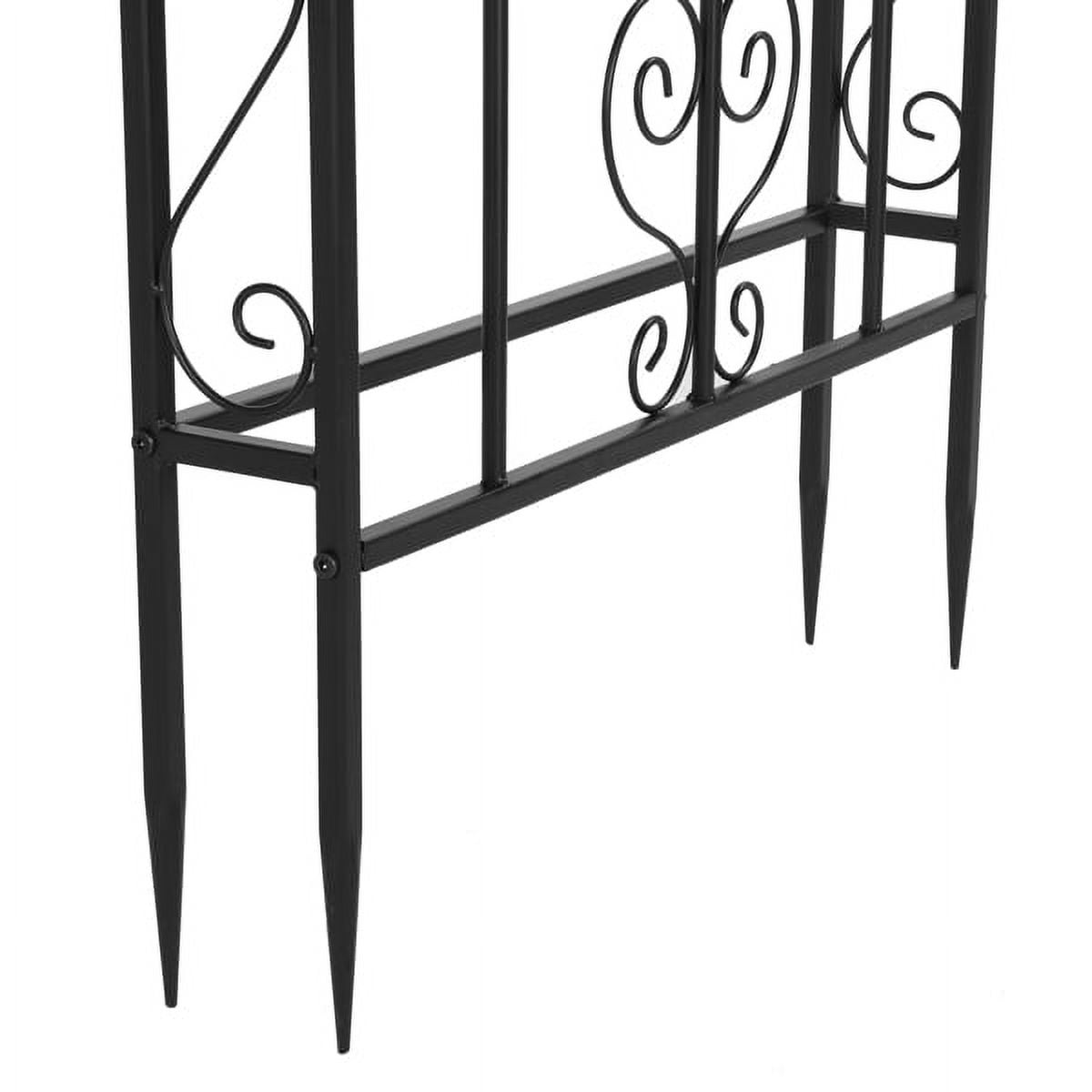 Alvantor Black Metal Garden Arbor, 84 in H Arc Top Double Layer