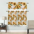 thumbnail image 4 of 3 Piece Curtains Tiers and Valances Set, Sunflower Yellow Floral Retro Newspaper Background Farm Flower Oil Oainting Art Rod Pocket Short Window Treatment Curtains Panel and Valance for Kitchen, 4 of 6