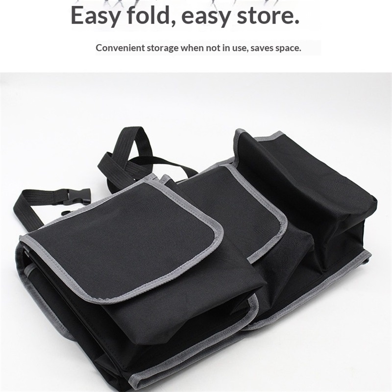 Backseat Trunk Organizer for Car - Durable Trunk Hanging Storage Bag with 4 Large Storage Pocket & 3 Adjustable Buckles Space Saving Expert (Black A)