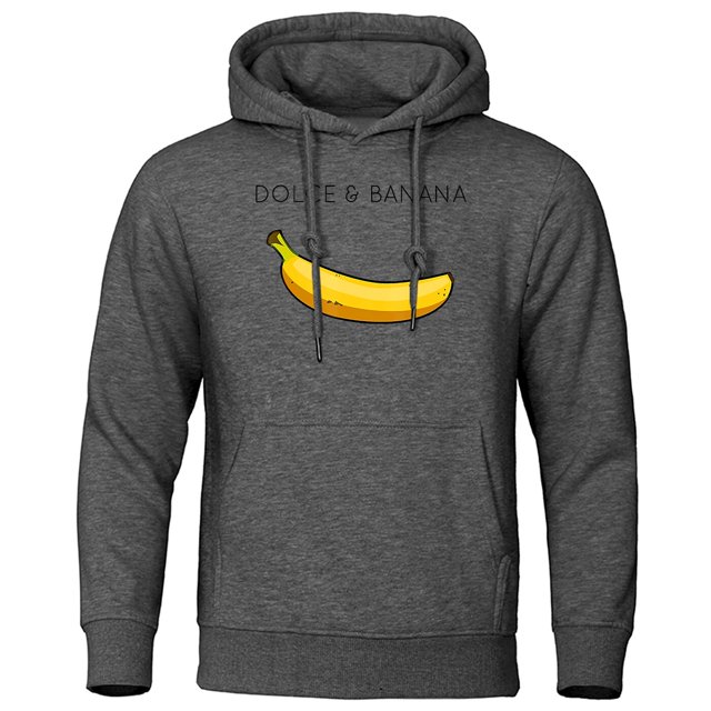 Sudadera holgada con estampado de Dolce y plátano para hombre, suéter informal con capucha y bolsillo, ropa deportiva cálida, otoño xuanjing unisex