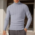 thumbnail image 2 of uikmnh Fall Sweaters Winter High Neck Sweater Coat Slim Fit Jacquard Knit Pullover Warm Turtleneck Top for Cold Weather Casual Outing Mens Sweaters Size:XL, 2 of 4
