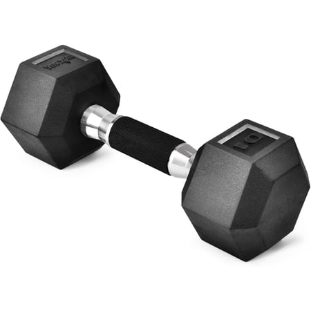 Yes4All 10 lbs Hex Rubber Grip Dumbbell Weight Set  Single