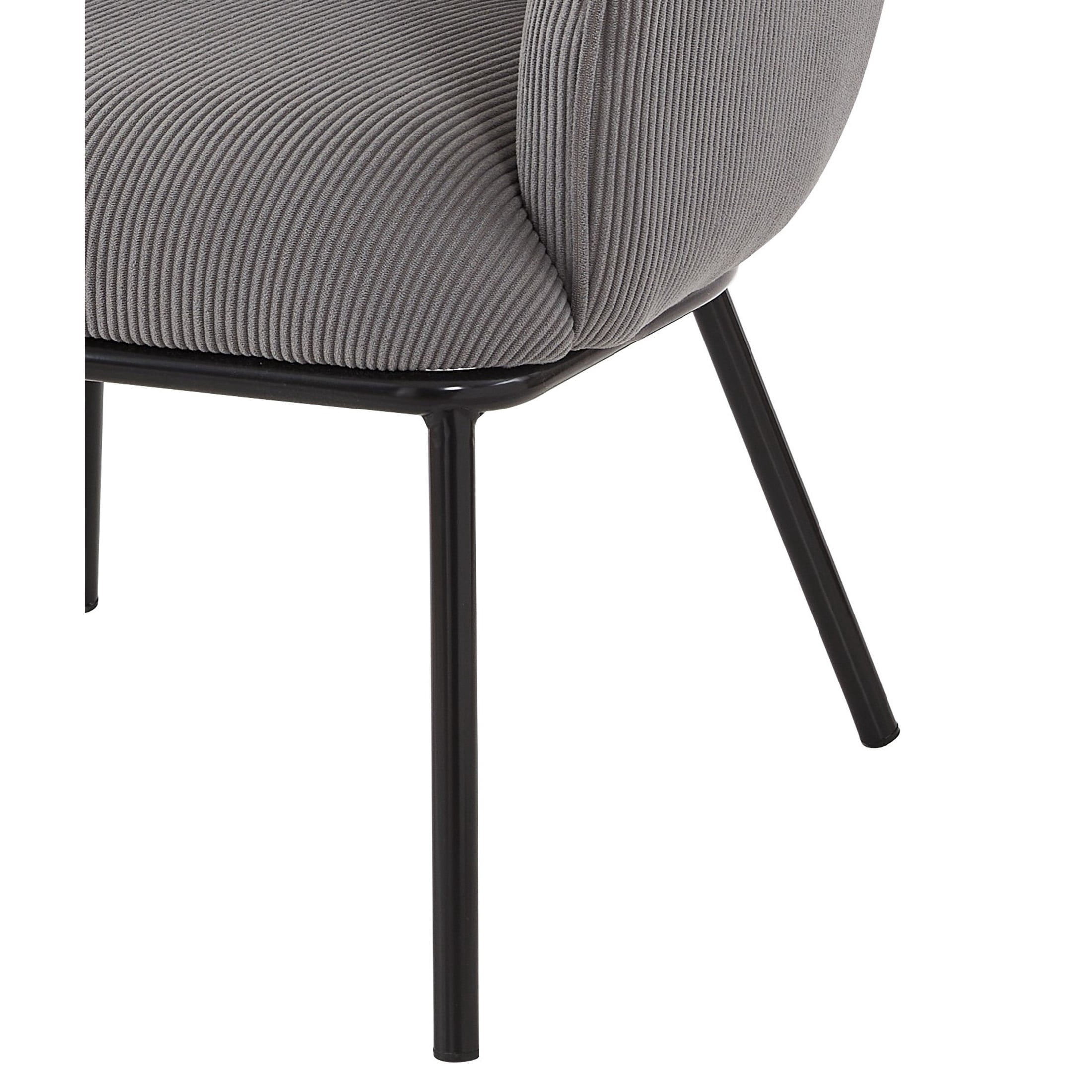 GDF Studio Mid-Century Modern Barrel Accent Chair with Corduroy Upholstery & Metal Legs, Gray