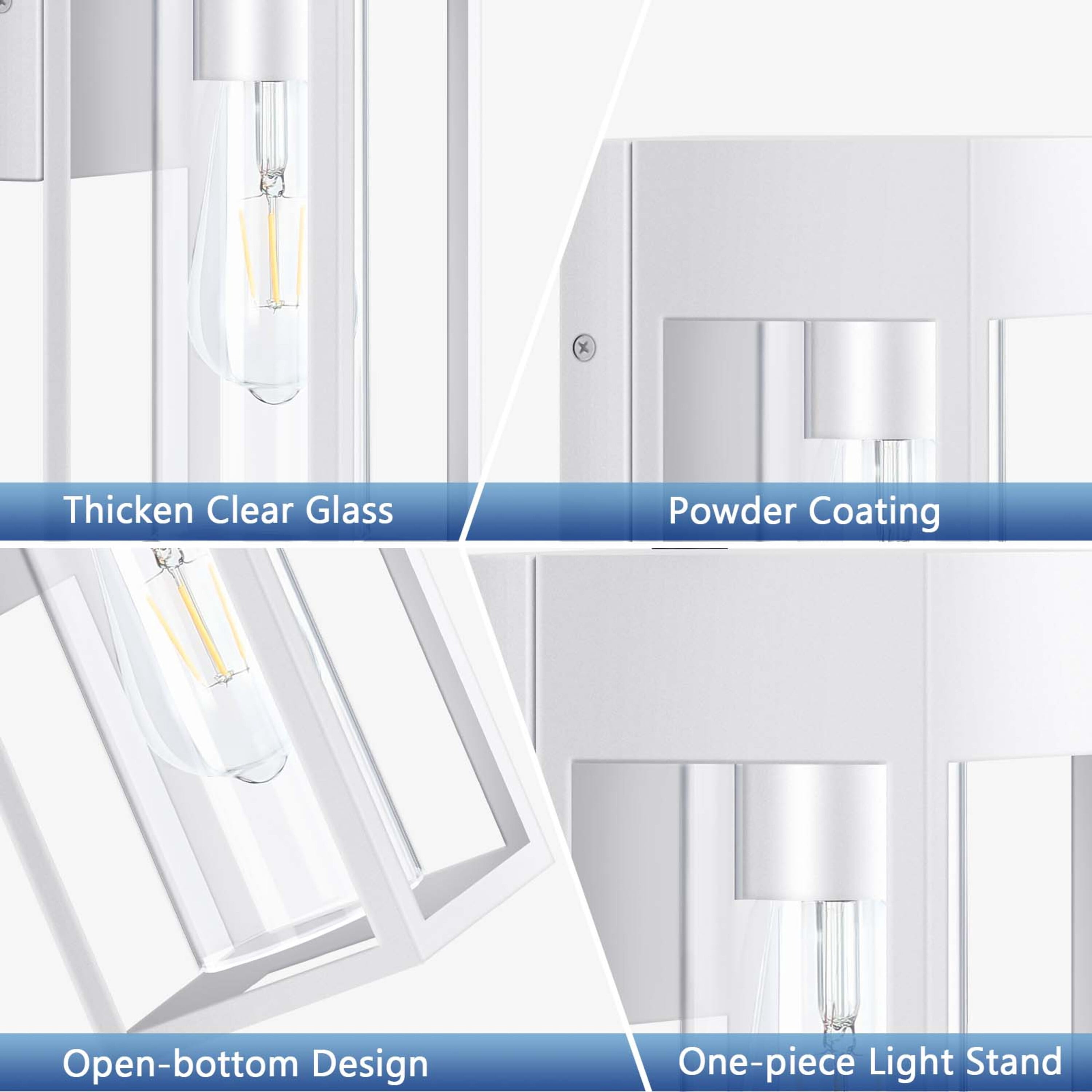 GCGAFUL 10.24 Inch Modern Outdoor Wall Light 2 Pack, White Hardwired Waterproof Sconce with Clear Glass for Porch
