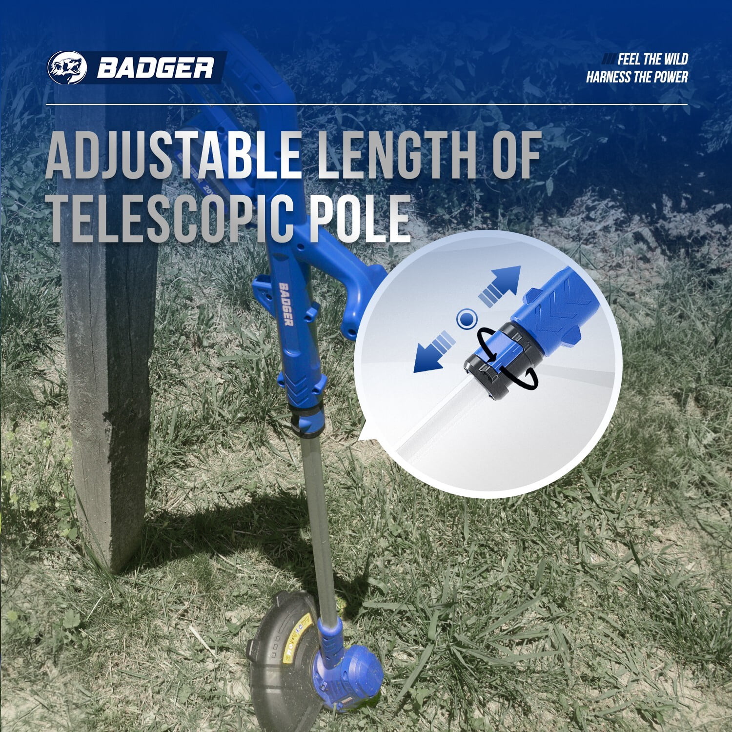 WILD BADGER POWER 20V Cordless String Trimmer with Sweeper Combo, 2*2Ah Battery & Charger