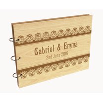 Darling Souvenir Personalized Engraved Laser Cut Wedding Guest Book Wooden Cover Sign-in Book Registry Guestbook Scrapbook-VQ