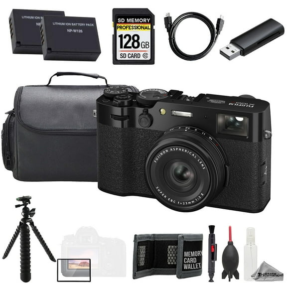 FUJIFILM X100VI Digital Camera (Black)   128GB   Tripod   Extra Batt - Value Kit (International Version)