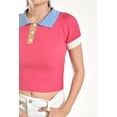 thumbnail image 4 of Blusa de canale tipo polo Roman Fashion /Juvenil, 7281 (Fiusha) fucsia M, 4 of 5