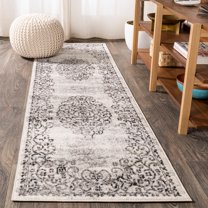 JONATHAN Y MODERN PERSIAN Minori Filigree Medallion Runner Rug, 2 x 8, Dark Gray/Cream