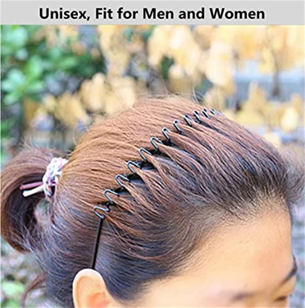 Lollanda 6PCS Metal Hair Bands, Spring Wavy Hair Hoop Unisex Black Wavy  Headband Slicked Back Headband Non Slip Sports Hairband for Women Men -  Walmart.com