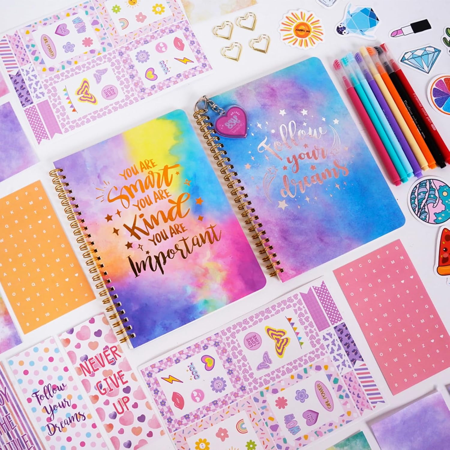 DIY Journal Kit for Girls Ages 8-14, Journaling Art Crafts Kit for Tween & Teen Girls, Creative Scrapbook & Diary Supplies Toy Set with Notebook Sticker - Fun Cute Birthday Xmas Gifts Ideas
