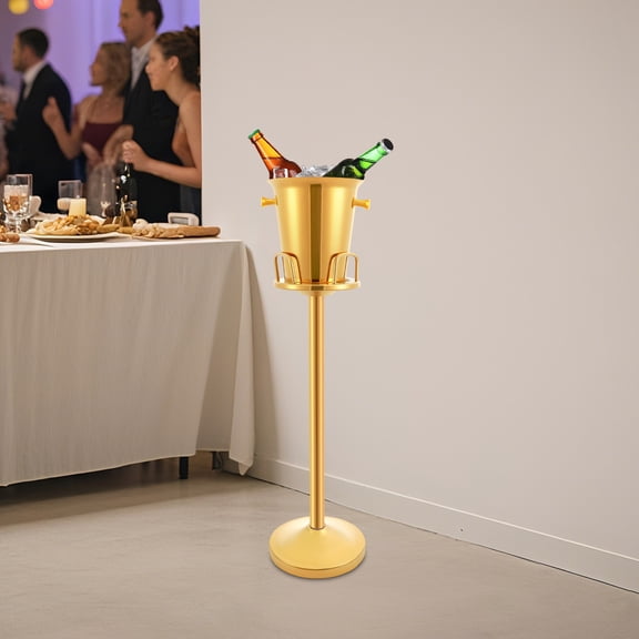 Gold 5L Stainless Steel Standing Ice Bucket 35.83in Champagne Wine Bucket Gold for Families Barbecues Picnics