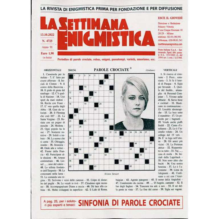 La Settimana Enigmistica Magazine Issue 25 Sinfonia Di Parole Crociate