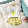 thumbnail image 2 of Hessimy Girls 2 Piece Outfits Summer Clothes Short Sleeve Tops and Short with Pockets Kids Fashion Clothing Sets(Yellow,12-18 Months), 2 of 4