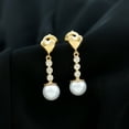thumbnail image 2 of Rosec Jewels 6.25 CT Diamond Earrings with Freshwater Pearl Drop, Diamond and Pearl Dangle Earrings, Pearl Drop Dangle Earrings with Gold Heart, 14K Yellow Gold, 2 of 7