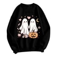 thumbnail image 4 of PLHWHYQ Women's Halloween Cute Ghost Pumpkin Graphic Crewneck Sweatshirt, Long Sleeve Casual Fall Pullover Top c-Black XXL, 4 of 6