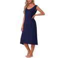 thumbnail image 4 of Womens Cotton Nightgown Sleeveless Sleepshirt Long Tank Nightdress Scoop Neck Chemise Lounge Pajamas Nightshirt XL Navy, 4 of 6