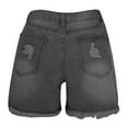 thumbnail image 6 of Edvintorg Plus Size Jean Shorts Women Summer 2025 Woman Solid Color Hole Jeans Short Female Casual Elastic Waist Pocket Loose Solid Shorts Gray XXXL, 6 of 7