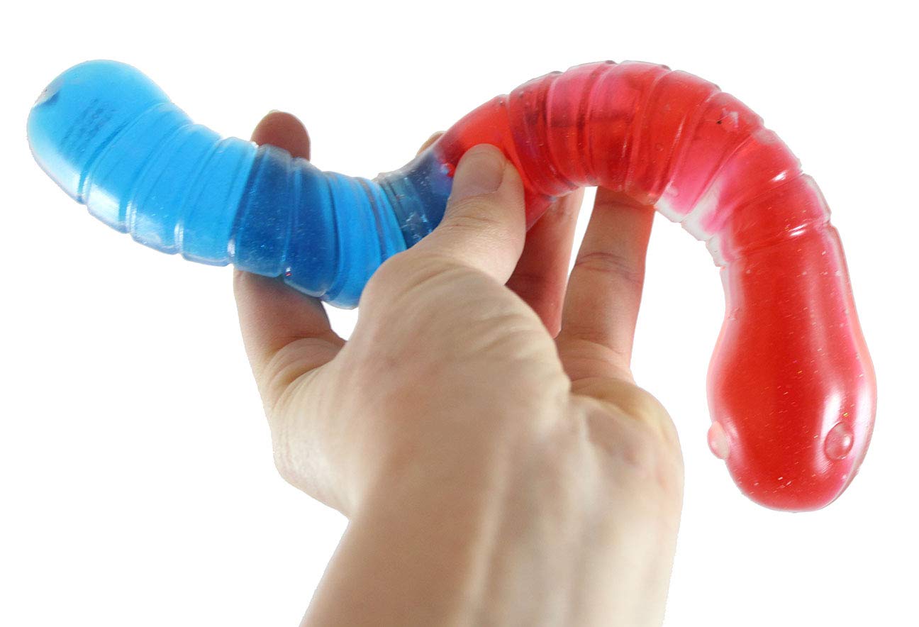 1 Jumbo Gummy Worm - Large Squishy Sensory Gooey Fidget Toy - Realistic - Looks Like the Candy - But Not Edible Stress, Squeeze Giant ADHD Special Needs Soothing (Random Color) - image 3 of 6