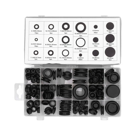 

125PCS Grommet Assortment Rubber Sealing Eyelet Ring Gasket Combination Set for Automotive