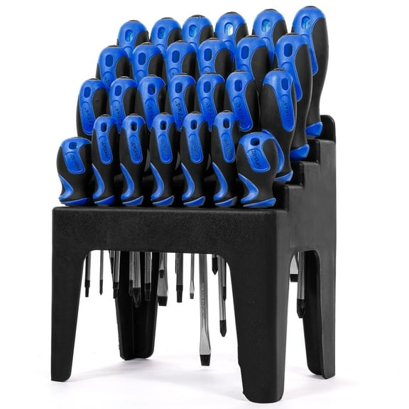 Stark USA 26PC Screwdriver Stand With Wall Mount, Magnetic Tip, Slotted, Philips, Pozi, Star