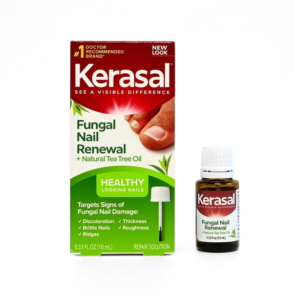 Kerasal Plus Tea Tree Oil Nail Renewal Fungal Nail Repair Solution Precision Brush, 10 ml (0.33 Fl Oz)