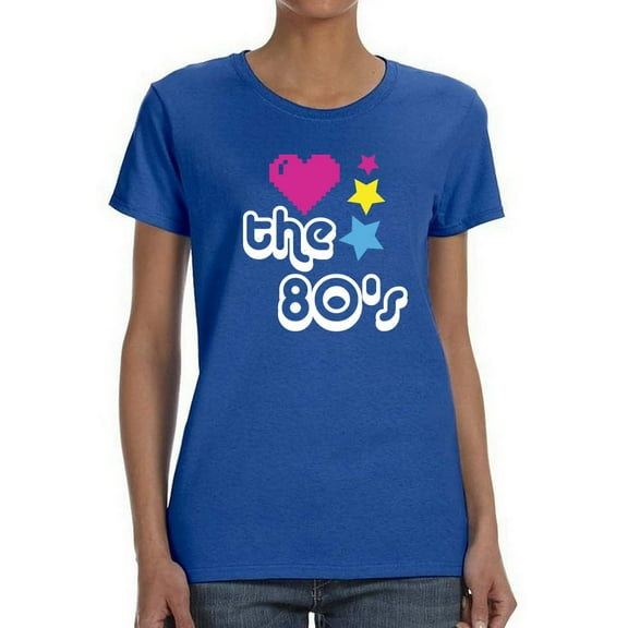 Love The 80's Decade Women Royal Blue T-Shirt, Female Small