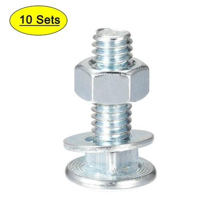 

Uxcell 5/16-18 x 1 Square Neck Carriage Bolts with Nuts & Washers Carbon Steel Coach Bolt Screws 10 Set
