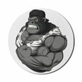 thumbnail image 1 of Cartoon Mouse Pad for Computers, Image of Big Gorilla Like as Professional Athlete Bodybuilding Gym Animal, Round Non-Slip Thick Rubber Modern Mousepad, 8" Round, Black White Grey, by Ambesonne, 1 of 2