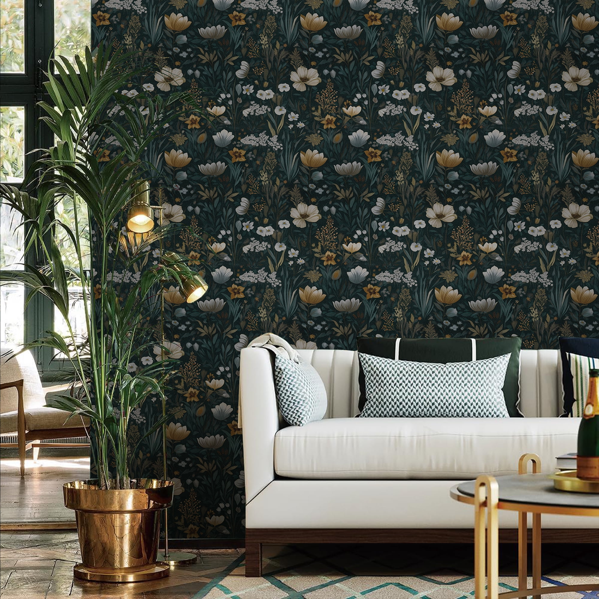 UMIGGEE Floral Wallpaper Peel and Stick Floral Wallpaper 17.3-in x 118-in Self Adhesive Flower Wall Paper Contact Paper Home Decor Wall Covering Old Furniture Renovation