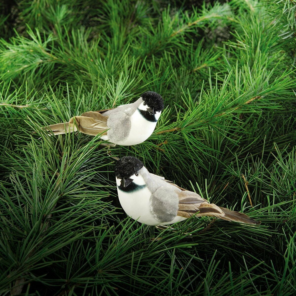 Set of 2 CHICKADEE Bird Clip Ornaments, 4.5" Long, by Gallerie II