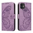 thumbnail image 2 of Dteck Pattern Case for iPhone 11,Magnetic Leather Butterfly Floral Embossed Flip Case Card Slots Wallet Stand Cover with Wrist Strap for iPhone 11,Purple, 2 of 7