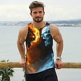 thumbnail image 6 of KLL Red And Blue Fire Skull Warrior Print Men's Muscle Gym Workout Stringer Tank Tops Bodybuilding Fitness T-Shirts Tank Tops Men-X-Large, 6 of 7