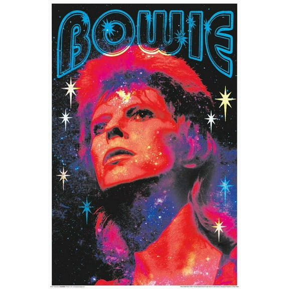 BUY ART FOR LESS Officially Licensed David Bowie Glitter Non Flock Blacklight 24 x 36 Inch Art Poster - Decorative Print - Poster Paper - Ready to Frame