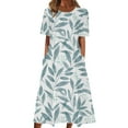 thumbnail image 2 of ZHUGeLI Women's Boho Floral Flowy A Line Midi Dress Casual Loose Summer Short Sleeve Beach Vacation Dresses with Pockets, 2 of 5