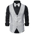 thumbnail image 4 of TIHLMK Suit Vest Men's Autumn And Winter Fashion Personality Sequins Casual Vest Jacket Silver, 4 of 4