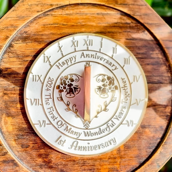 Anniversary Sundial Gift for A 1st Wedding Anniversary in 2025 - Recycled Metal Home Decor Or Garden Present Idea - Handmade, Her Parents Or Couples 1 Year Celebration