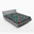 thumbnail image 1 of Ambesonne Feather Fitted Sheet, Modern, Queen Size, Black Scarlet Cream, 1 of 2