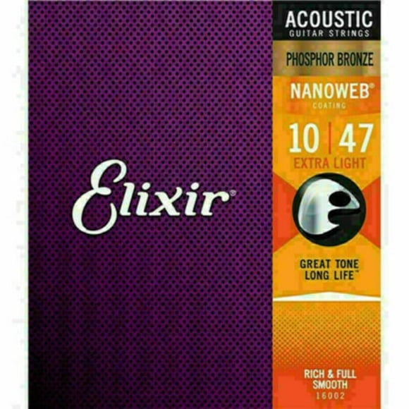 Elixir Acoustic Guitar Strings Nanoweb Phosphor Bronze Light 16002