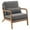 Dark Gray, variant on Tcbosik Modern Upholstered Lounge Armchair with Solid Wood Frame, Mid-Century Linen Fabric Accent Single Chair w/ Plush 5.5" Cushion & Lumbar Pillow, Perfect for Living Room, Reading Nook, Off-White