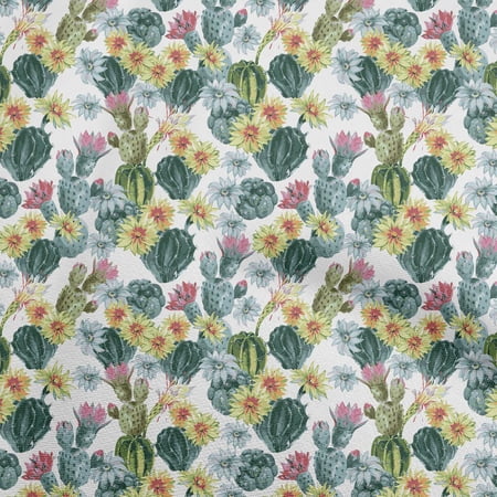 oneOone Viscose Chiffon Yellow Fabric Cactus Quilting Supplies Print Sewing Fabric By The Yard 42 Inch Wide