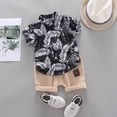 thumbnail image 2 of HCNTES Toddler Baby Boy Summer Outfits Tropical Palm Leaf Print Shirt and Khaki Shorts 2-Piece Set Toddler Boy Summer Clothes, 2 of 9