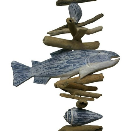 Clam Bells - Cohasset 565 Washed Fish with Clam Shells Bell, Blue and White