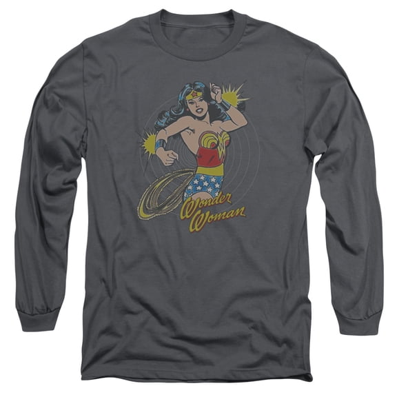 DC Comics Spinning Long Sleeve Adult 18/1 T-ShirtCharcoal