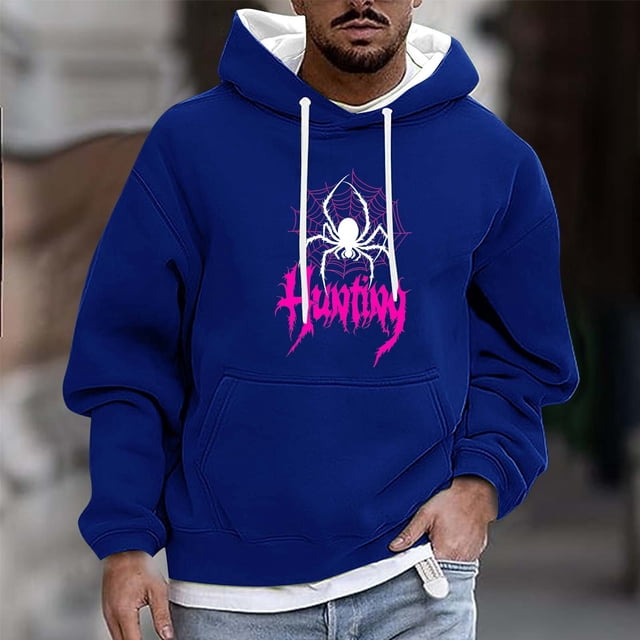 Sudadera con capucha para hombre, informal, a la moda, con estampado, con cordón, de manga larga, de poliéster