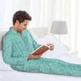 thumbnail image 6 of Lsque Teal Turquoise Glitter Pattern Long Sleeve Pajama Set for Men - Soft 2-Piece Sleepwear and Loungewear Set with Pockets, Comfy Nightwear-XX-Large, 6 of 7