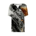 thumbnail image 4 of Womens Tops Summer Tops for Women 2025 Trendy Boho Floral Print Tunic Shirts Short Sleeve Button V Neck Tshirt Casual Loose Blouse Shirts for Women, 4 of 5