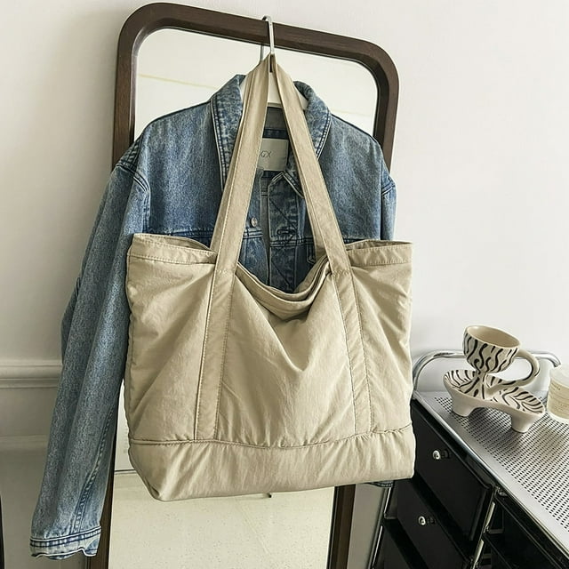 Women Large Capacity Handbag Lightweight Retro Foldable Female Daily Outdoor Bag