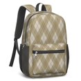 thumbnail image 2 of Brown and White Checkered Pattern 17" School Backpacks for Teens,Waterproof Oxford Fabric,S-Shape Padded Straps for School,Travel,Hiking,Camping, 2 of 6