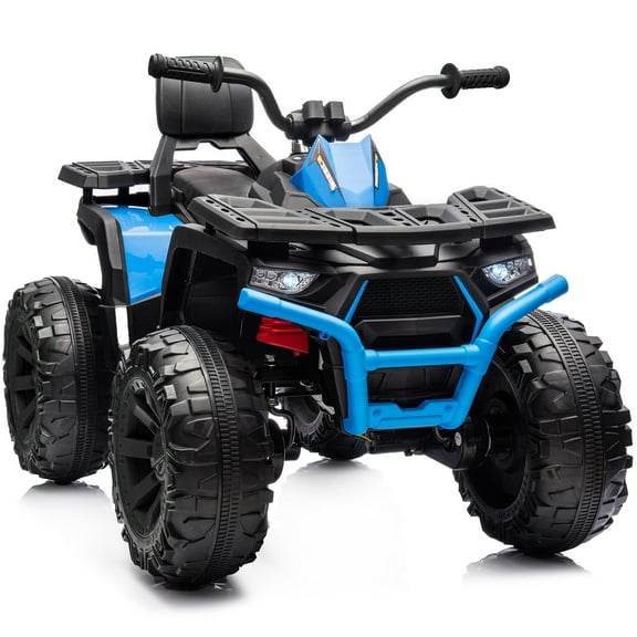 Hikiddo 24V Kids ATV 4 Wheeler, 2-Seater Powered Ride on ATV Toy for Big Kids w/ Bluetooth, 400W Motor - Blue